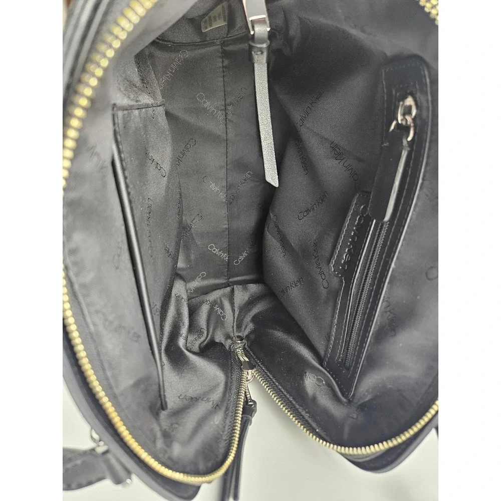 Calvin Klein Black Dome Satchel Handbag‎ Silver Hardware